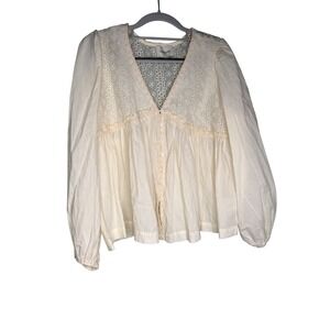 Choklate Paris cream eyelet v-neck romantic gypsy blouse